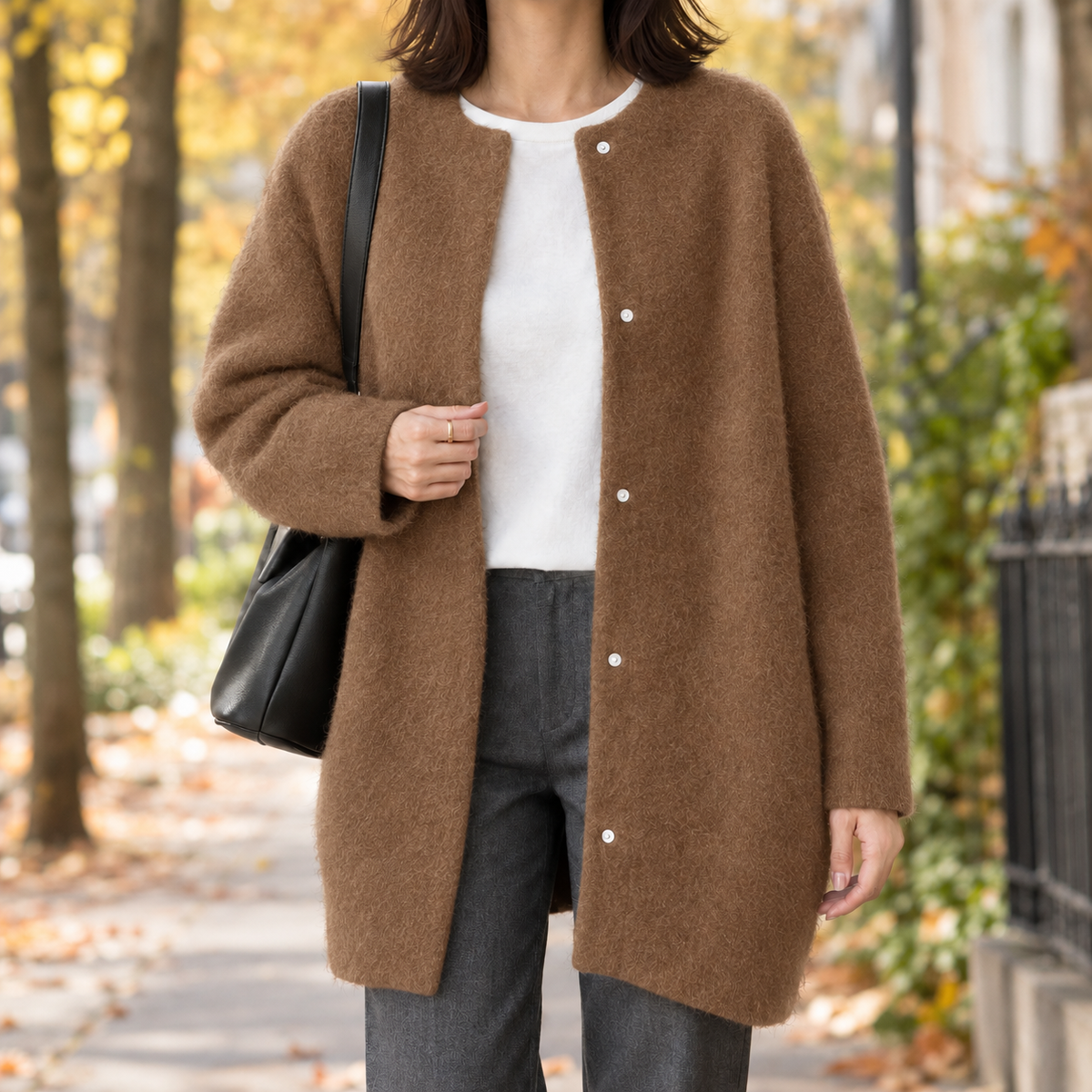 Women's Cardigan with Button Detail and Relaxed Fit - 4 - Stylewhipped