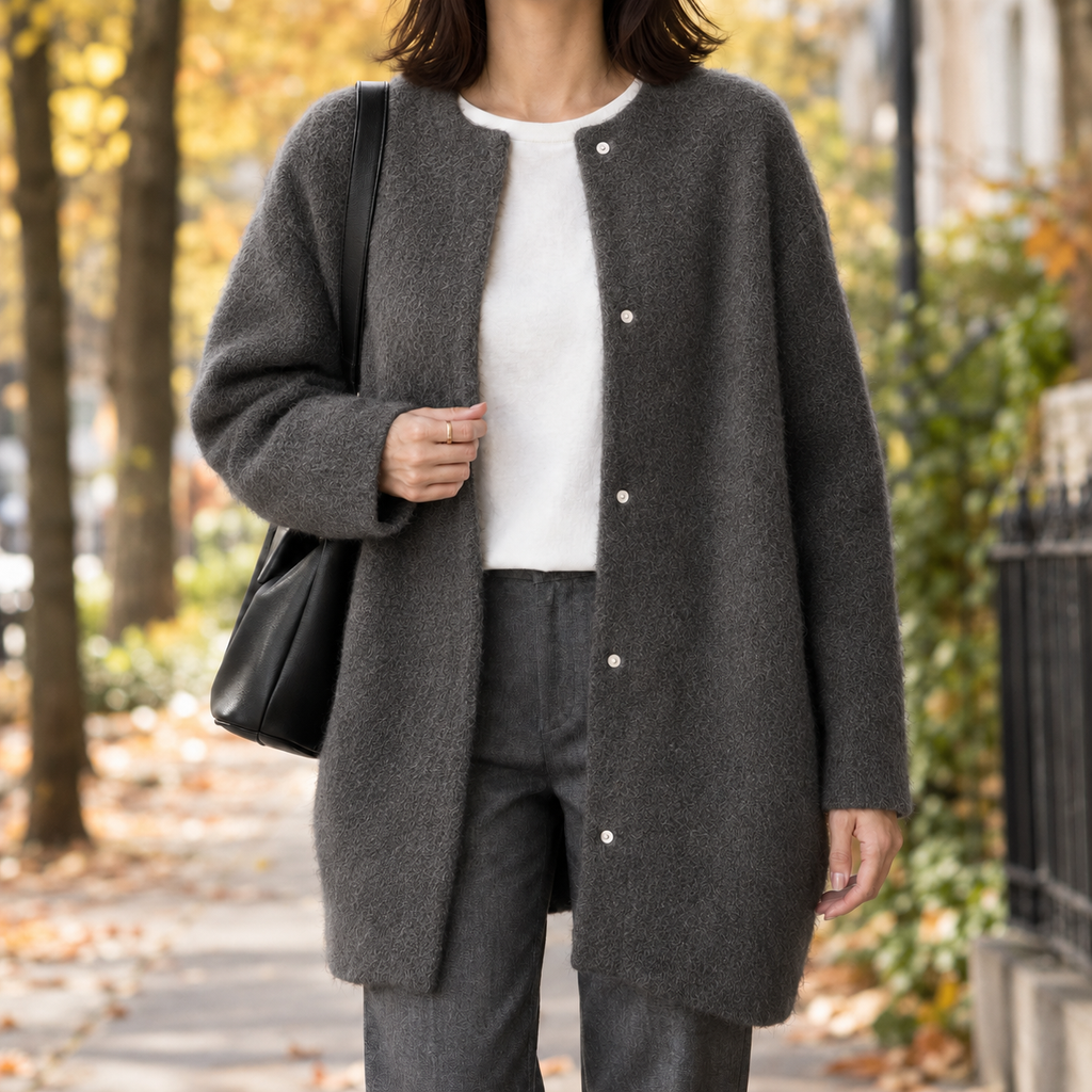 Women's Cardigan with Button Detail and Relaxed Fit - 5 - Stylewhipped