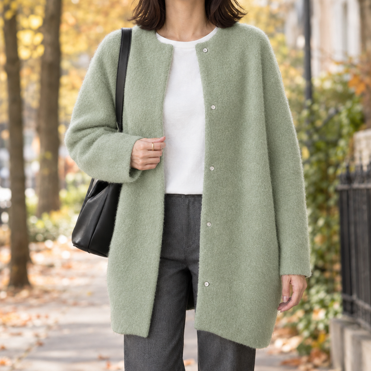 Women's Cardigan with Button Detail and Relaxed Fit - 6 - Stylewhipped