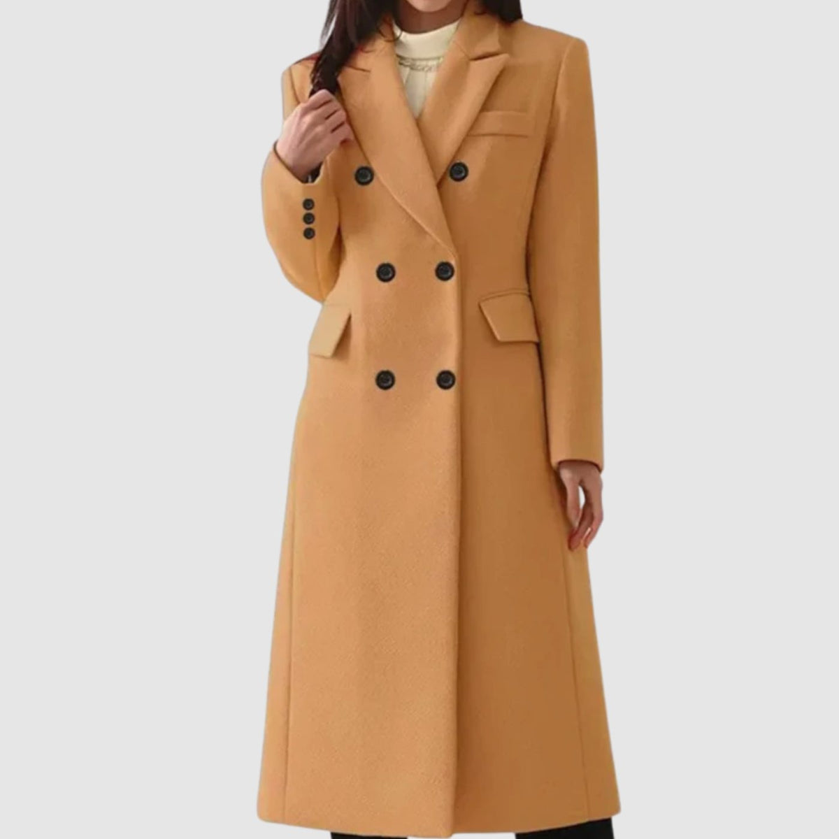 Double-Breasted Women's Coat with Tailored Fit and Elegant Silhouette - 1 - Stylewhipped