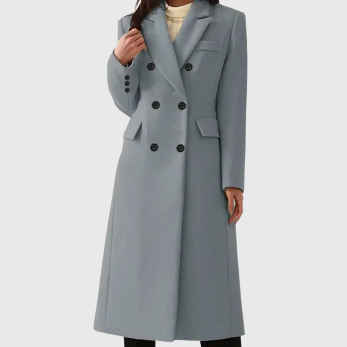 Double-Breasted Women's Coat with Tailored Fit and Elegant Silhouette - 2 - Stylewhipped