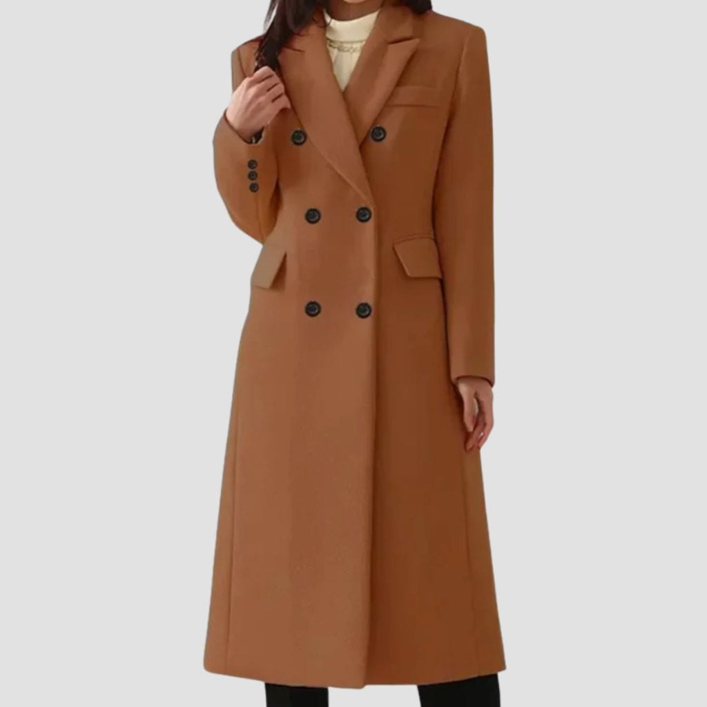 Double-Breasted Women's Coat with Tailored Fit and Elegant Silhouette - 3 - Stylewhipped