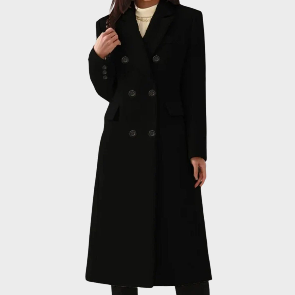 Double-Breasted Women's Coat with Tailored Fit and Elegant Silhouette - 4 - Stylewhipped
