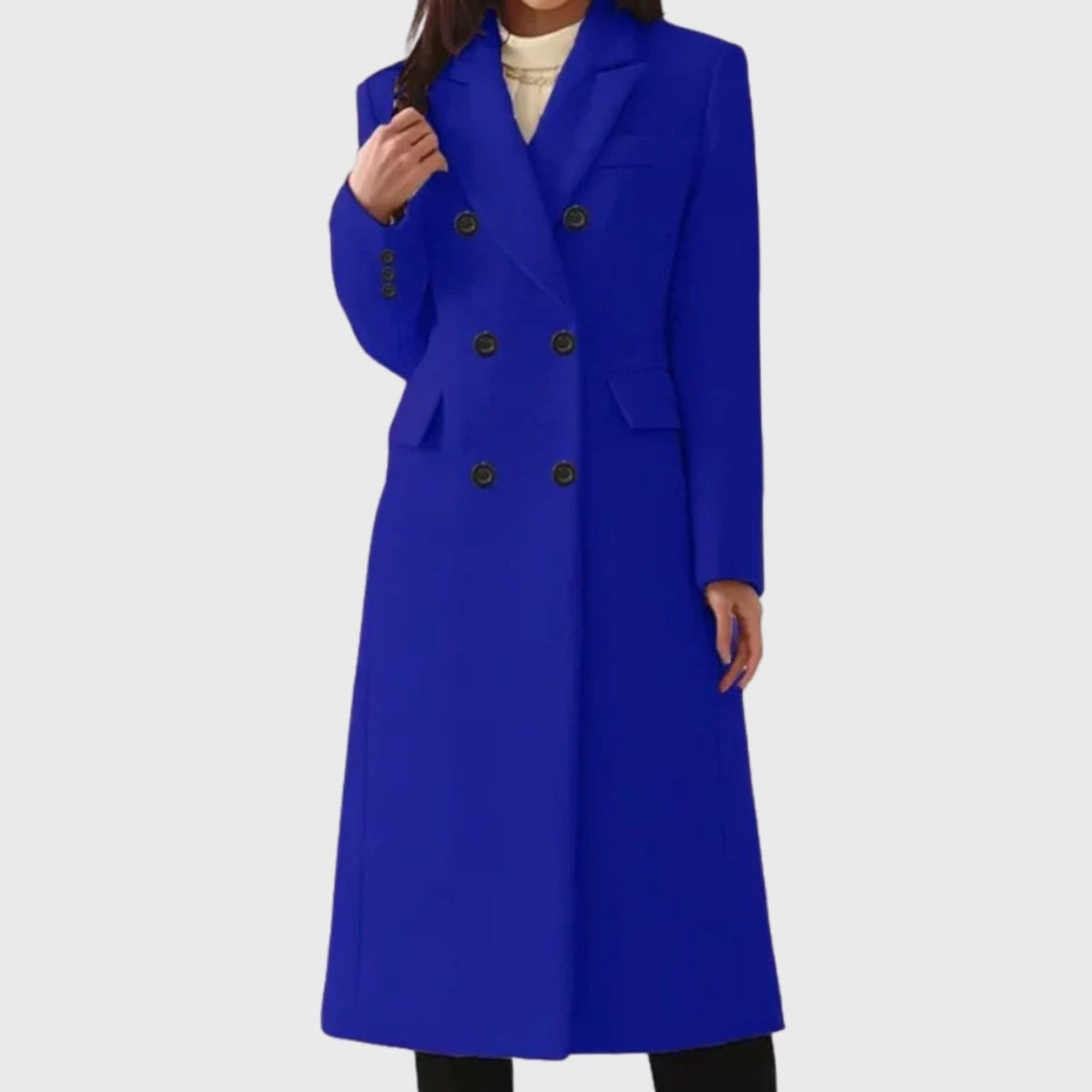 Double-Breasted Women's Coat with Tailored Fit and Elegant Silhouette - 6 - Stylewhipped