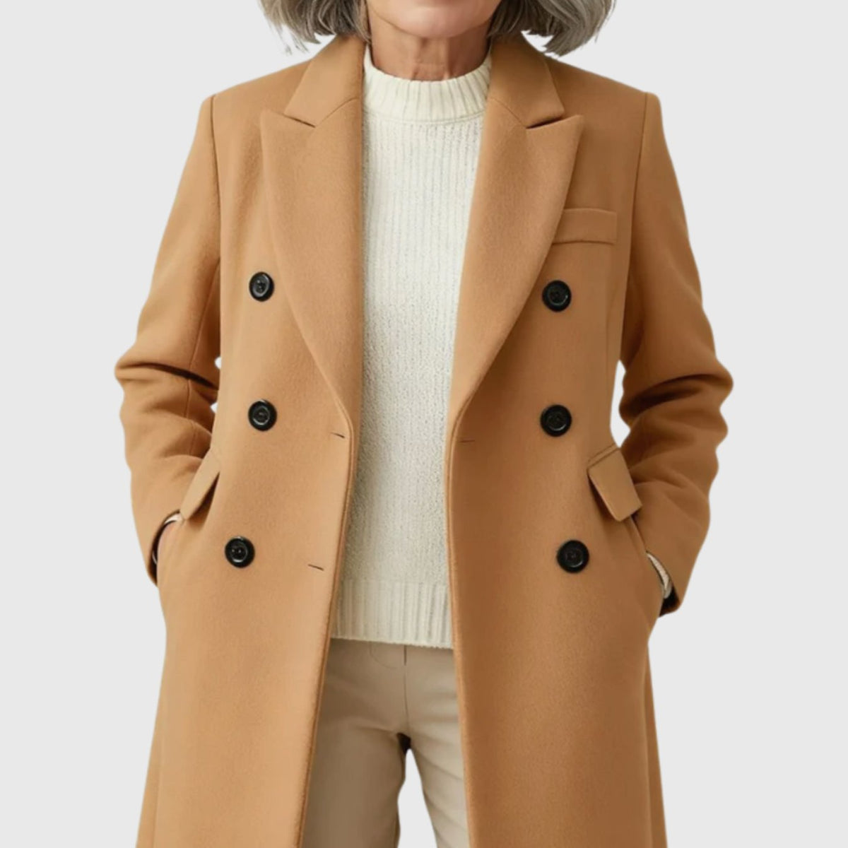 Double-Breasted Women's Coat with Tailored Fit and Elegant Silhouette - 8 - Stylewhipped