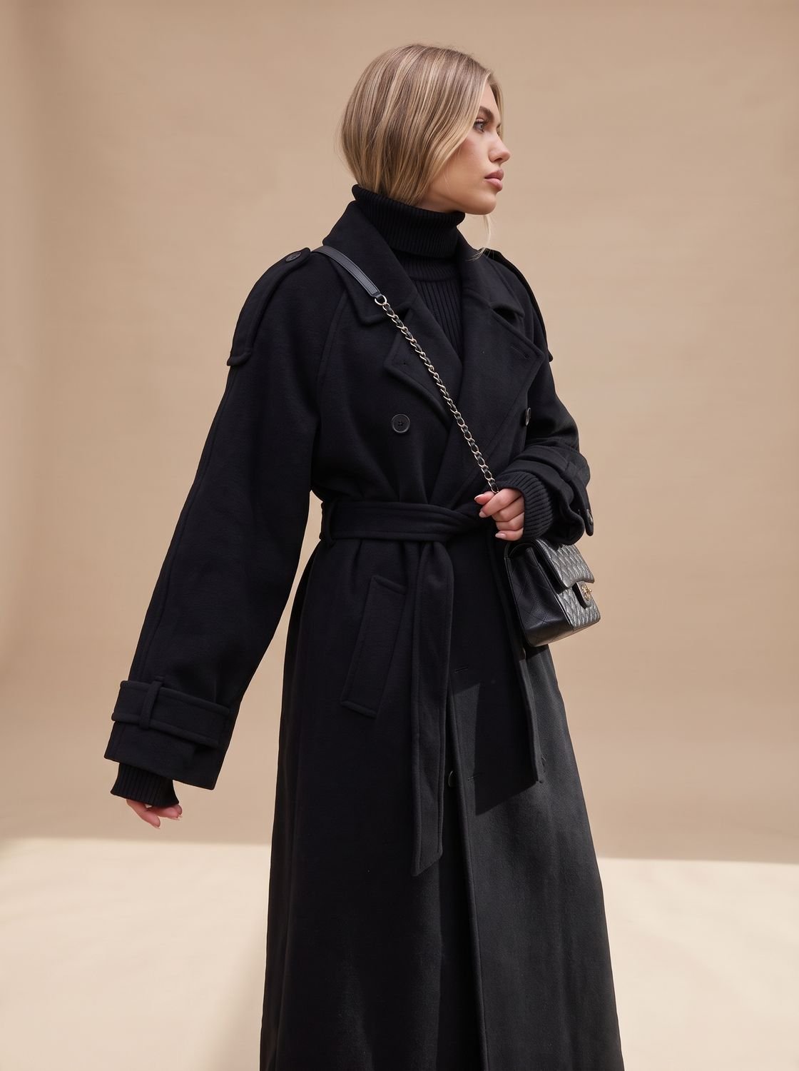 Long Women's Trench Coat with Belted Waist and Relaxed Fit - 3 - Stylewhipped