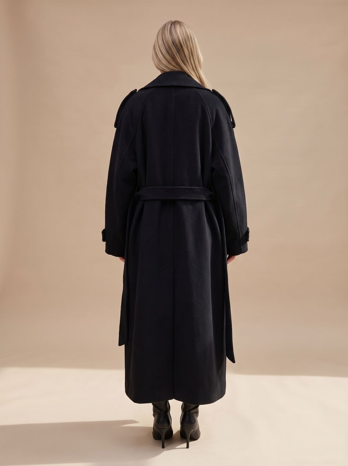 Long Women's Trench Coat with Belted Waist and Relaxed Fit - 4 - Stylewhipped