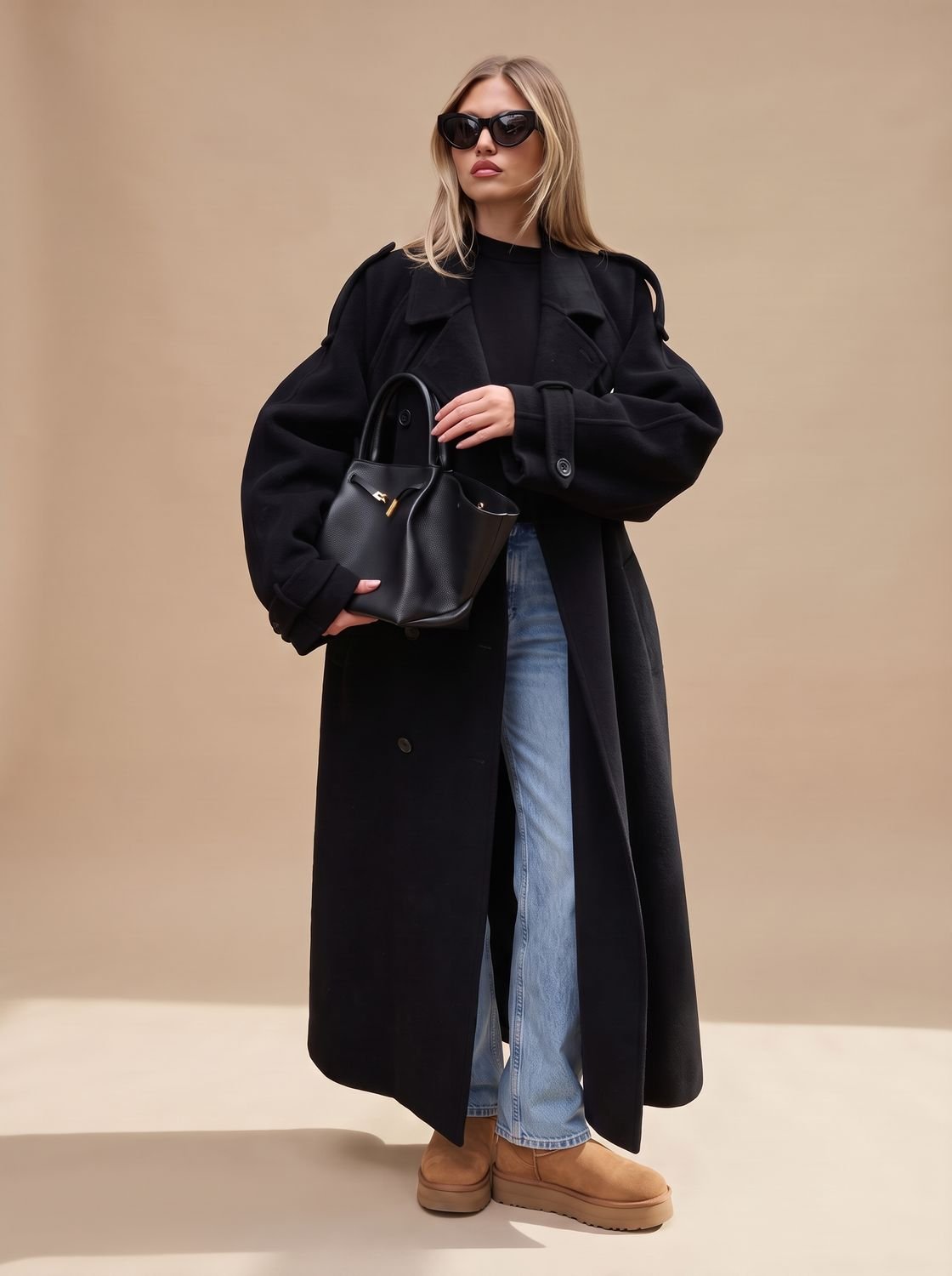 Long Women's Trench Coat with Belted Waist and Relaxed Fit - 7 - Stylewhipped