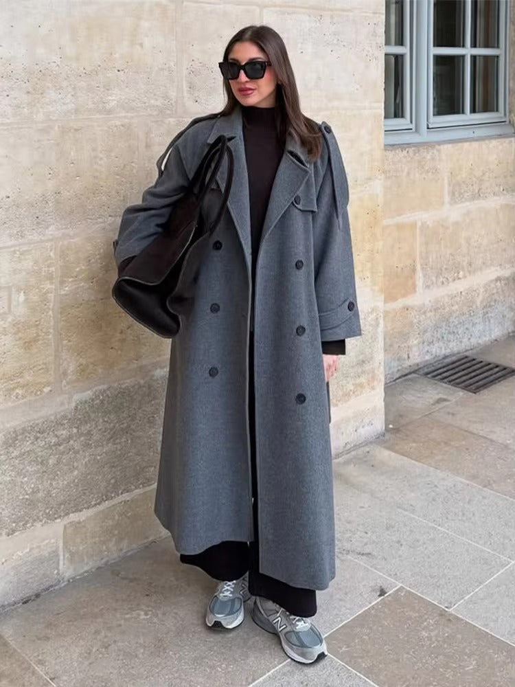 Trench Coat Women's Oversized Fit with Belted Waist - 8 - Stylewhipped