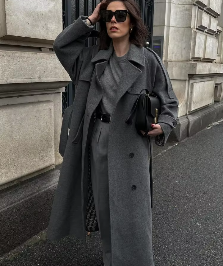 Trench Coat Women's Oversized Fit with Belted Waist - 10 - Stylewhipped