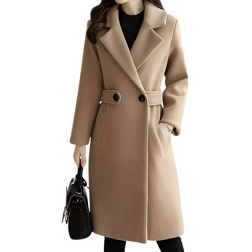 Women's Coat with Tailored Fit and Double-Breasted Design - 1 - Stylewhipped