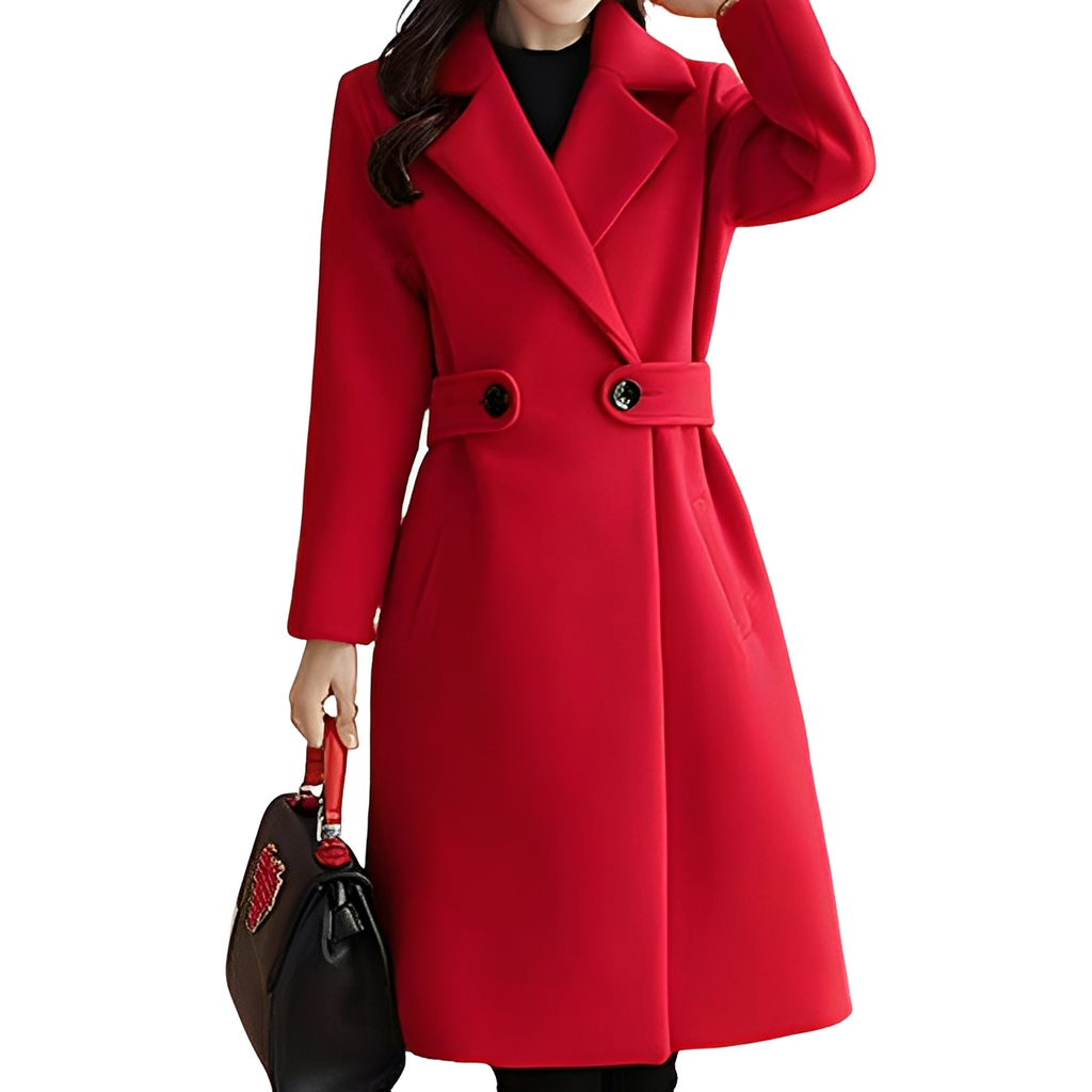 Women's Coat with Tailored Fit and Double-Breasted Design - 2 - Stylewhipped