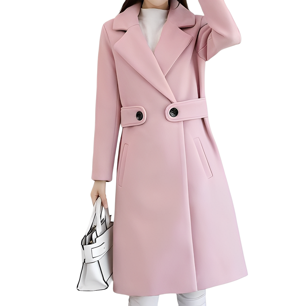 Women's Coat with Tailored Fit and Double-Breasted Design - 3 - Stylewhipped