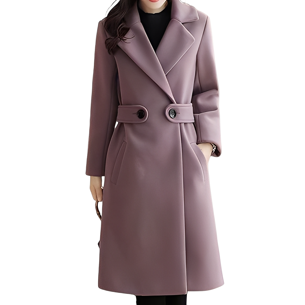 Women's Coat with Tailored Fit and Double-Breasted Design - 4 - Stylewhipped