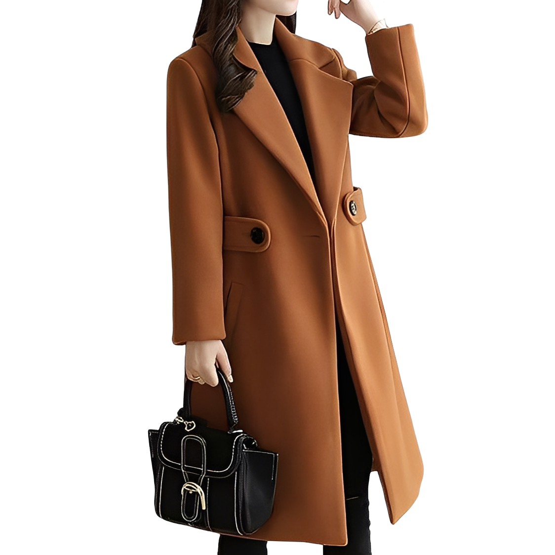 Women's Coat with Tailored Fit and Double-Breasted Design - 5 - Stylewhipped