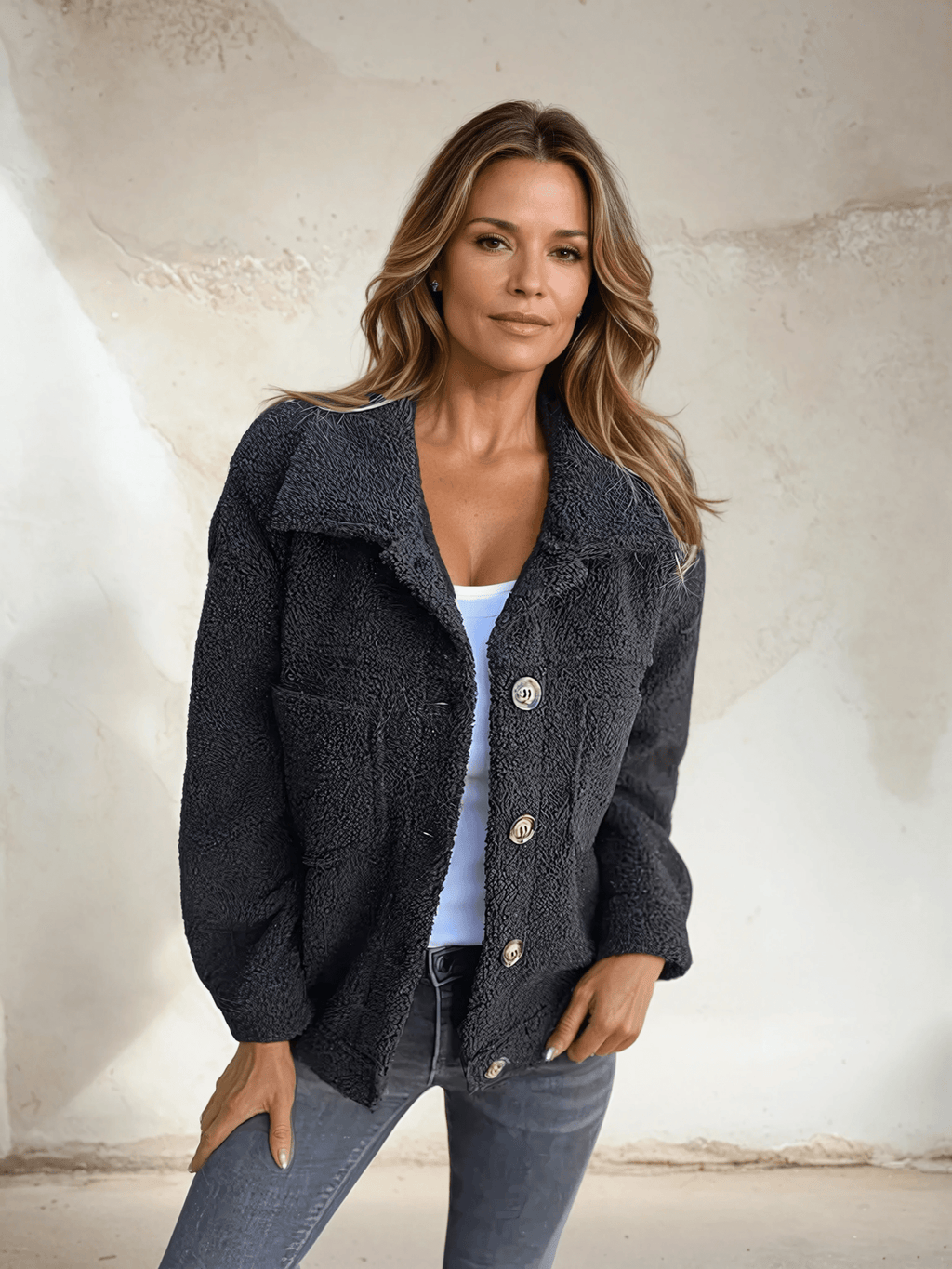 Women's Casual Jacket with Boxy Cut and Functional Pockets - 2 - Stylewhipped
