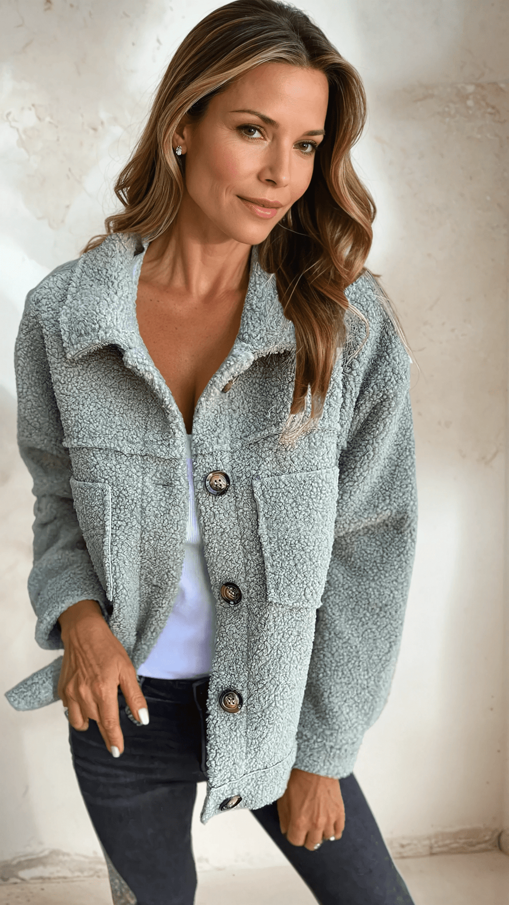Women's Casual Jacket with Boxy Cut and Functional Pockets - 3 - Stylewhipped