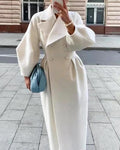 Long Women's Trench Coat with Statement Sleeves and Elegant Cut - 1 - Stylewhipped