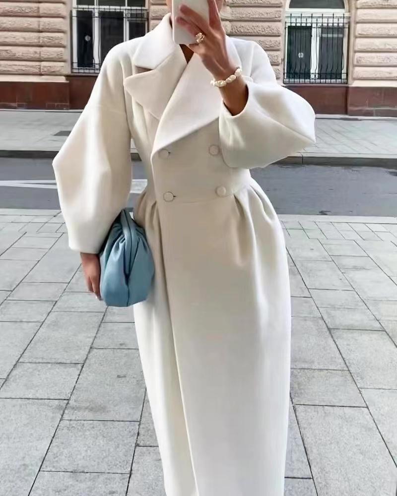Long Women's Trench Coat with Statement Sleeves and Elegant Cut - 1 - Stylewhipped