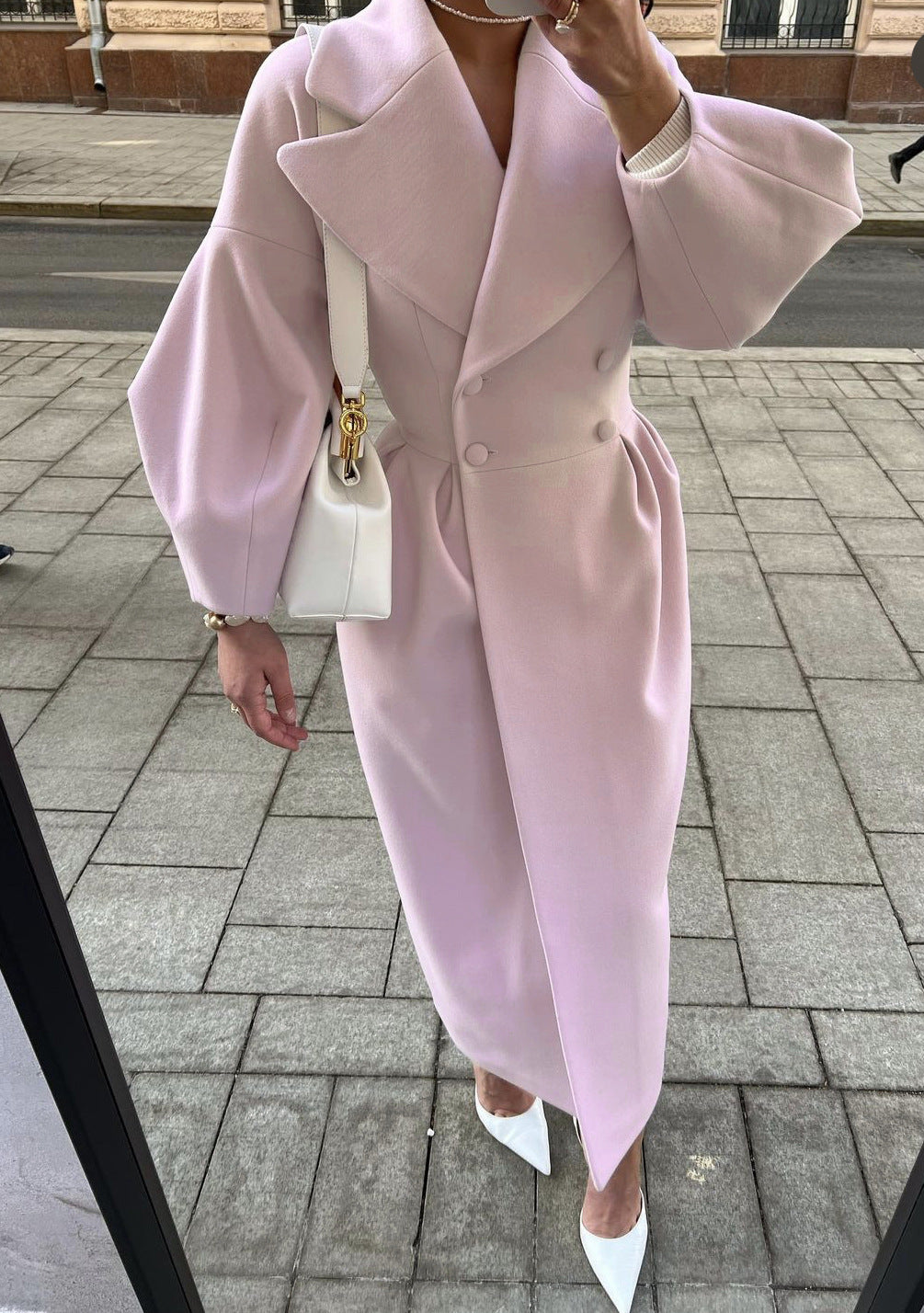 Long Women's Trench Coat with Statement Sleeves and Elegant Cut - 7 - Stylewhipped