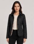 Women's Quilted Jacket with Classic Collar and Button Front - 2 - Stylewhipped