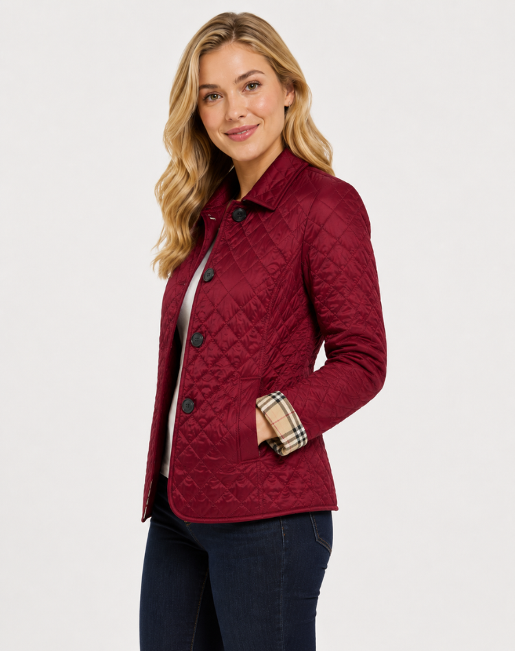 Women's Quilted Jacket with Classic Collar and Button Front - 11 - Stylewhipped