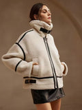 Women's Oversized Jacket with High Collar and Zip Closure - 1 - Stylewhipped