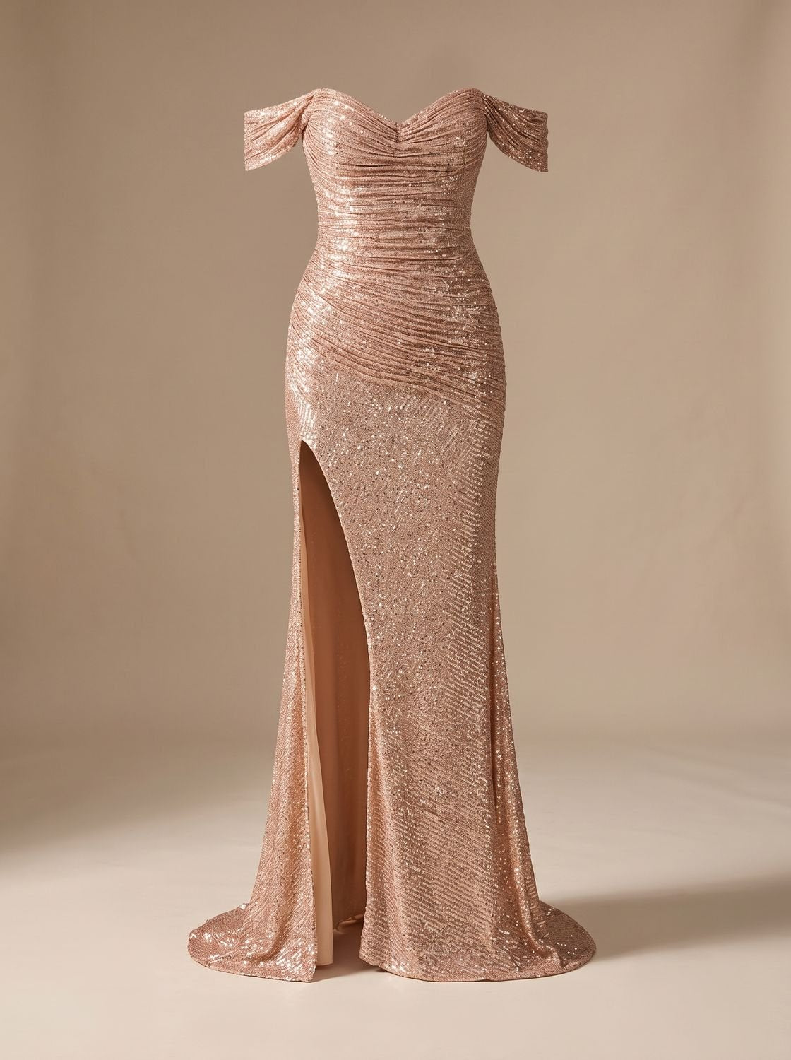 Evening Dress Women Off-Shoulder Fitted Silhouette with High Leg Slit - 2 - Stylewhipped