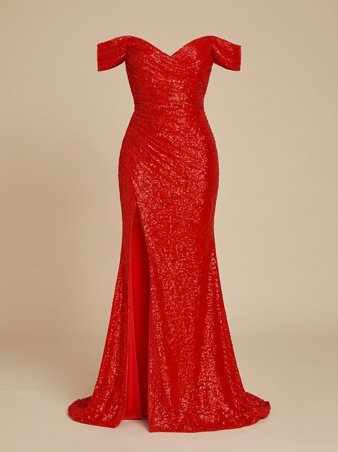 Evening Dress Women Off-Shoulder Fitted Silhouette with High Leg Slit - 3 - Stylewhipped