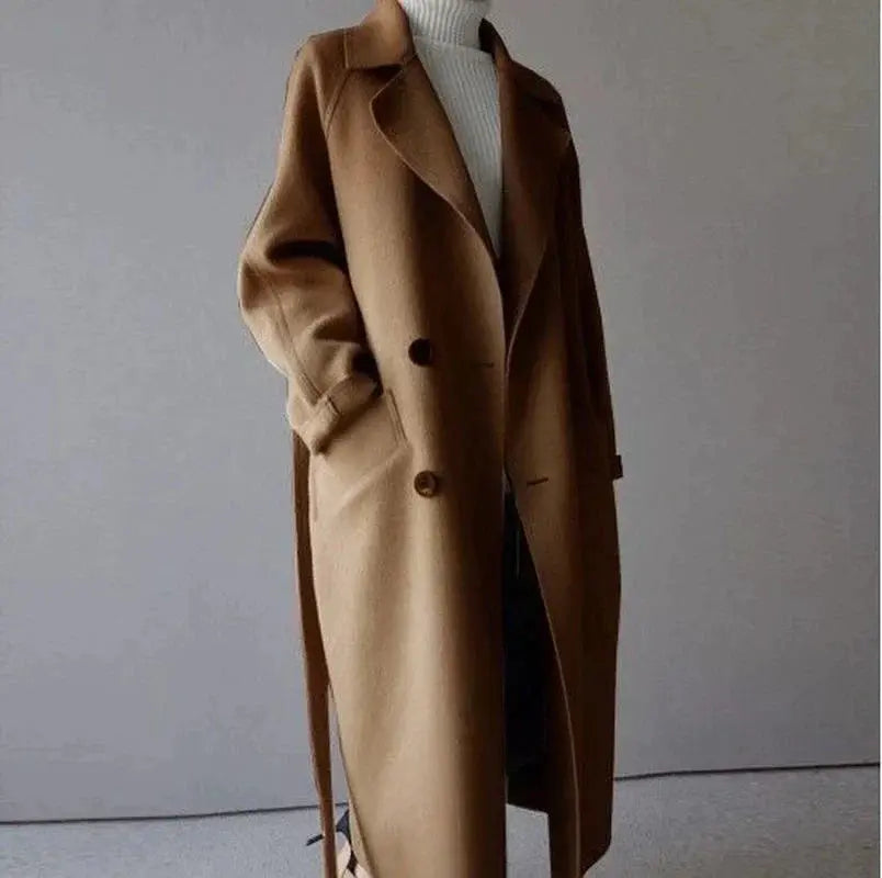 Longline Coat Women's Relaxed Fit with Tie Waist - 5 - Stylewhipped