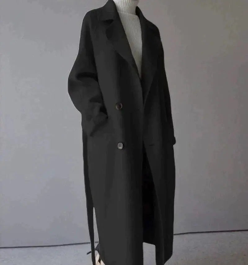 Longline Coat Women's Relaxed Fit with Tie Waist - 6 - Stylewhipped
