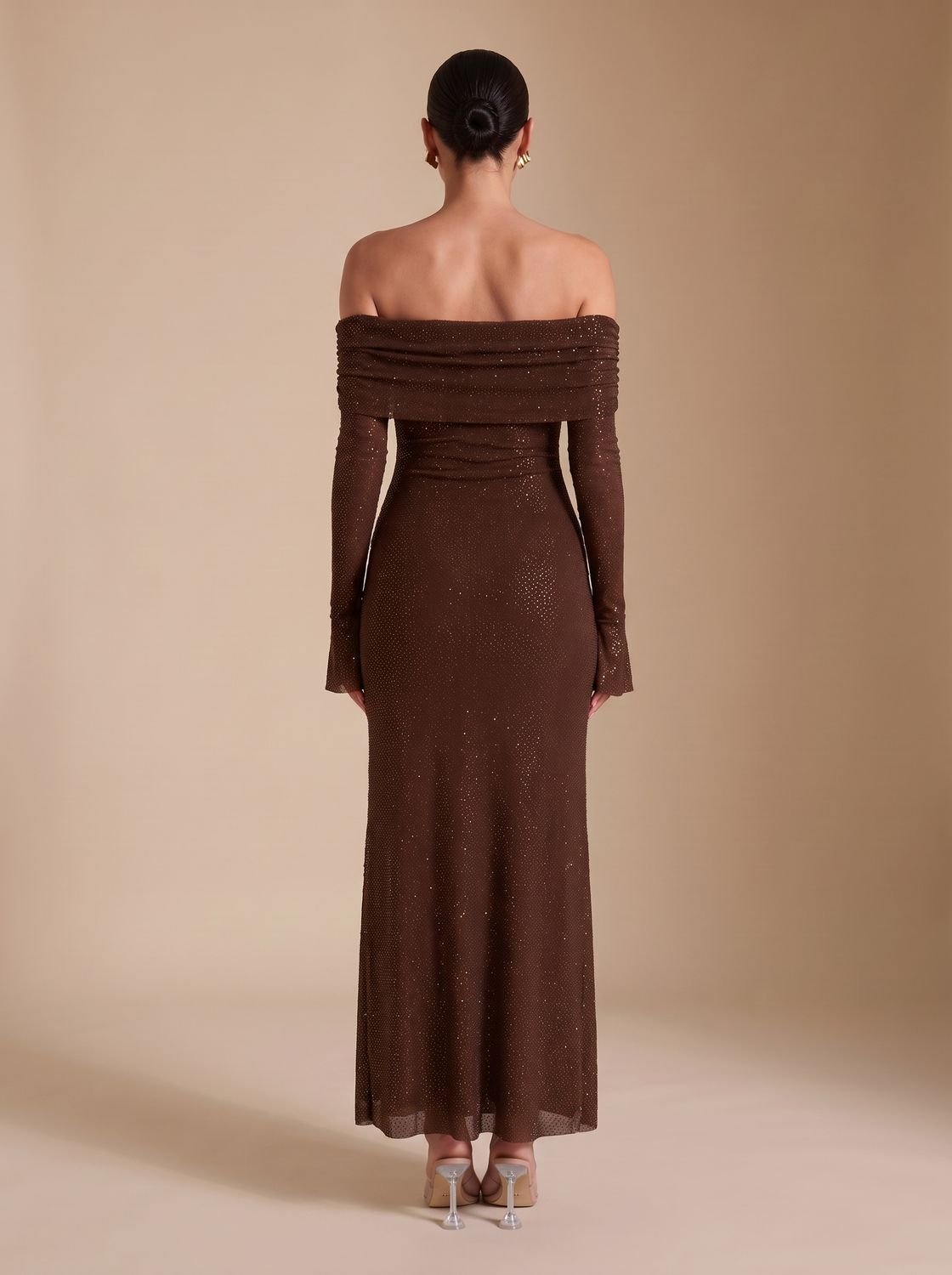 Maxi Dress for Women Off-Shoulder with Long Fitted Sleeves - 7 - Stylewhipped