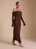 Maxi Dress for Women Off-Shoulder with Long Fitted Sleeves - 8 - Stylewhipped