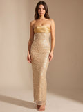 Evening Dress Women Strapless Fitted Silhouette with Elegant Split - 1 - Stylewhipped