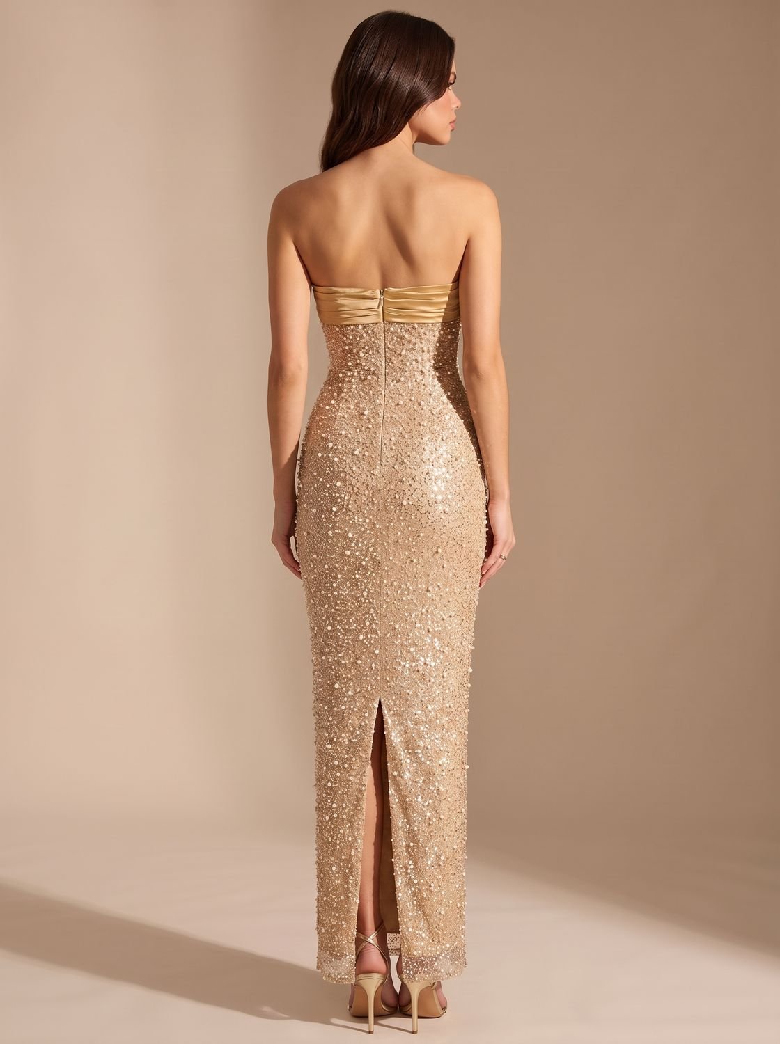 Evening Dress Women Strapless Fitted Silhouette with Elegant Split - 2 - Stylewhipped