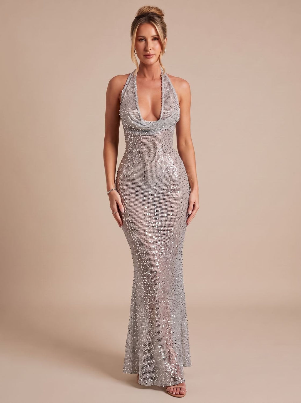 Evening Dress for Women - Halterneck Fitted Silhouette with Stunning Back Detail - 6 - Stylewhipped