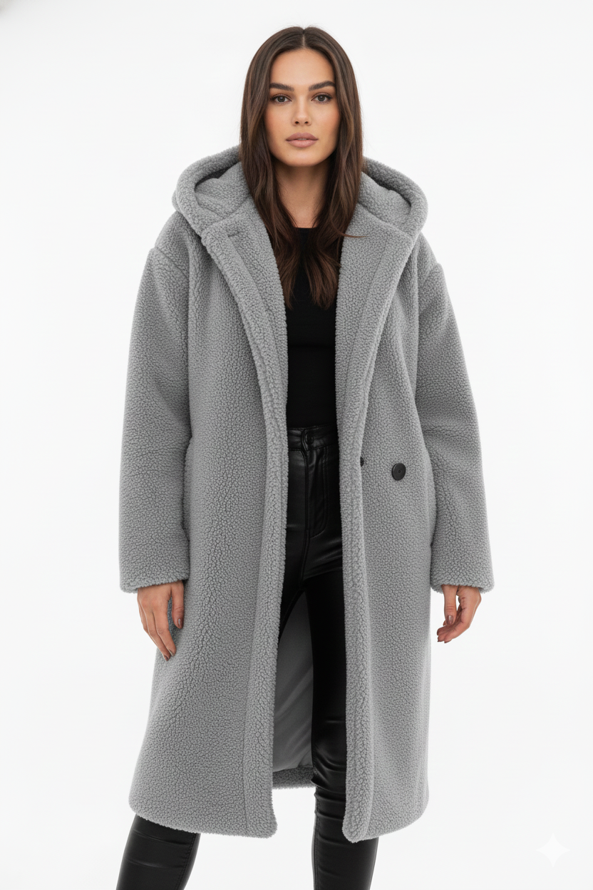 Hooded Women's Oversized Coat in Olive Green with Relaxed Fit - 5 - Stylewhipped