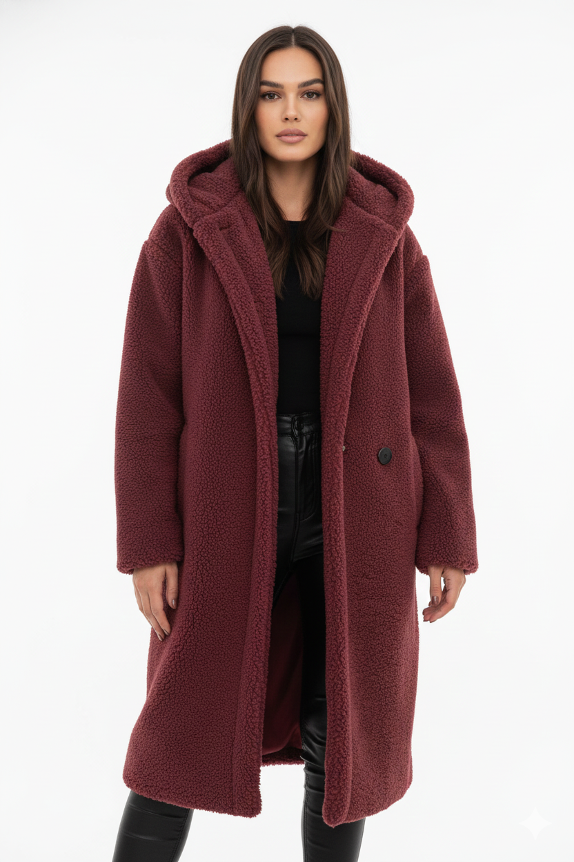 Hooded Women's Oversized Coat in Olive Green with Relaxed Fit - 6 - Stylewhipped