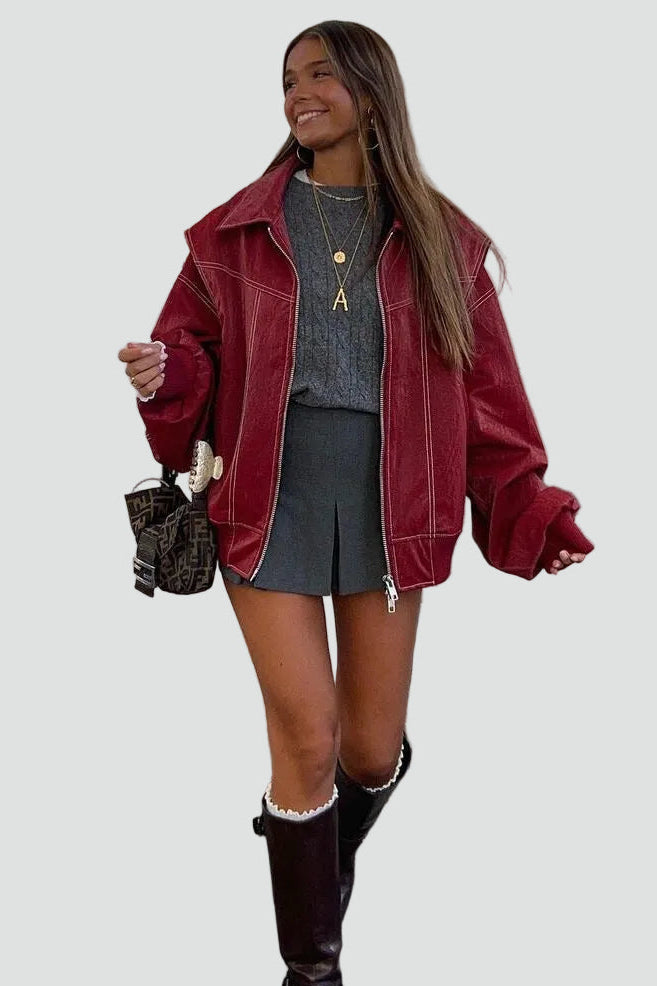 Oversized Women's Jacket with Statement Sleeves and Zip Closure - 7 - Stylewhipped