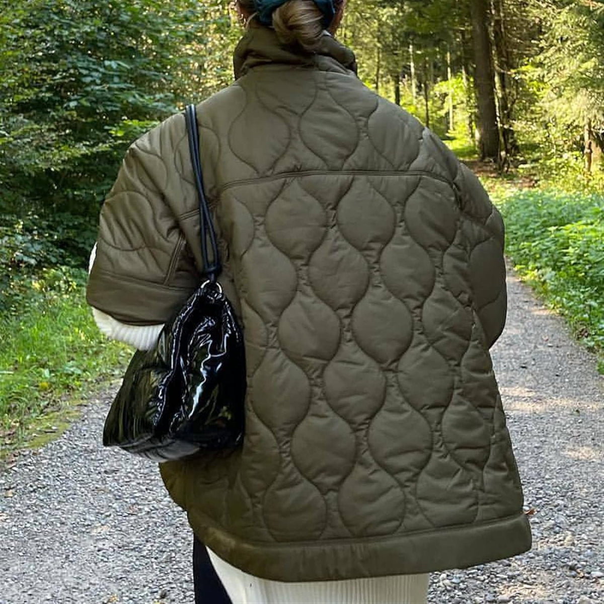 Quilted Jacket Women's Relaxed Fit with High Neck and Short Sleeves - 3 - Stylewhipped
