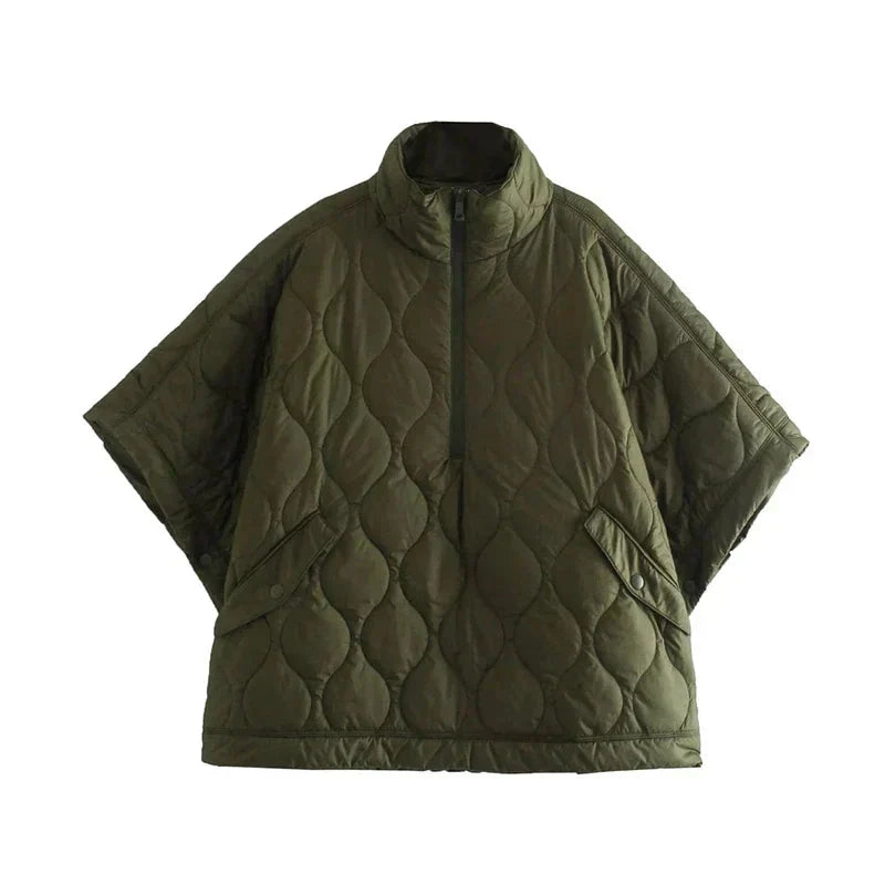 Quilted Jacket Women's Relaxed Fit with High Neck and Short Sleeves - 6 - Stylewhipped