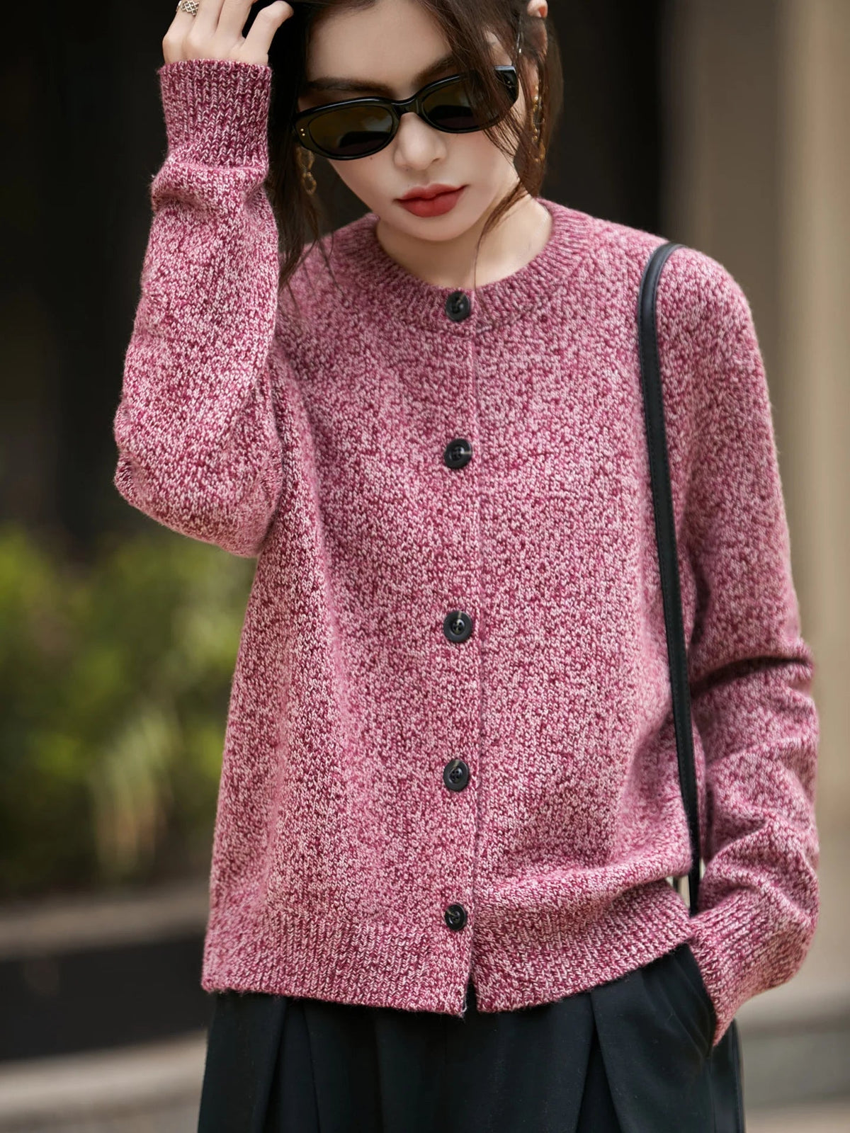 Women's Cardigan in Pink and Blue with Button Detail - 7 - Stylewhipped