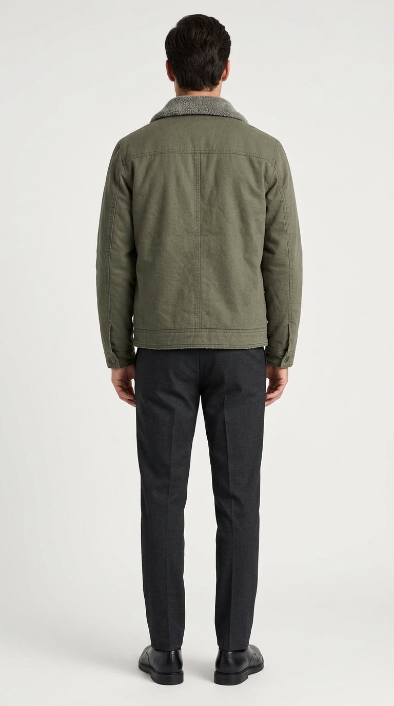 Men's Jacket with Classic Collar and Functional Pockets - 3 - Stylewhipped