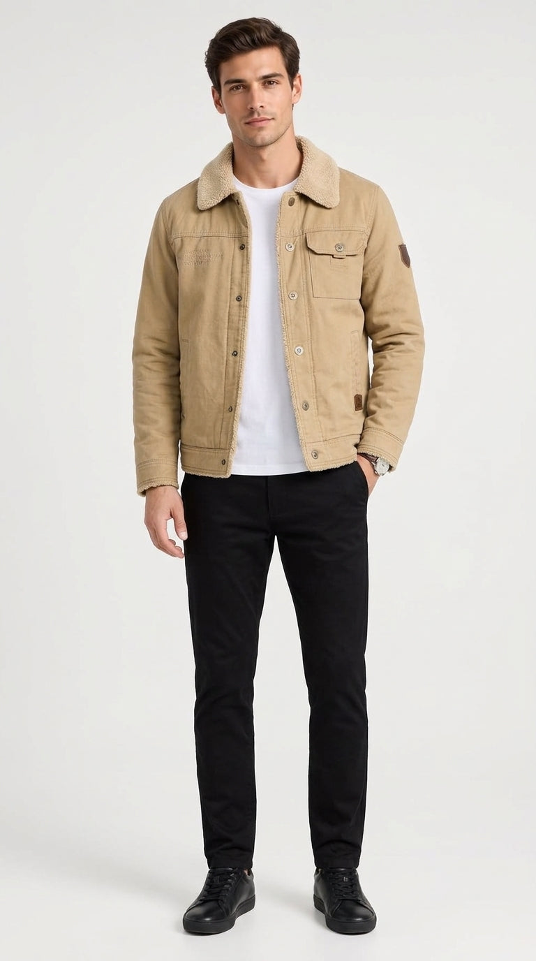 Men's Jacket with Classic Collar and Functional Pockets - 5 - Stylewhipped
