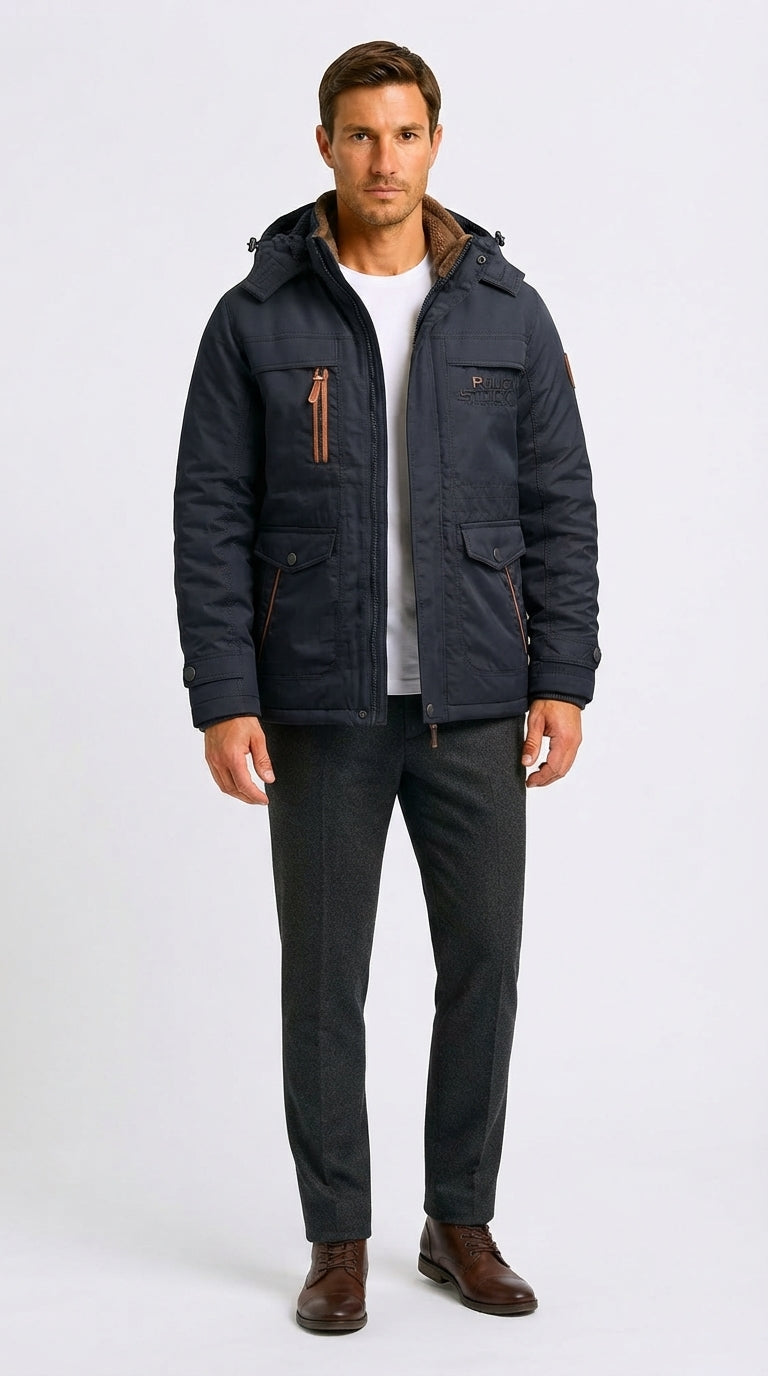 Men's Jacket with Versatile Hood and Functional Pockets - 1 - Stylewhipped