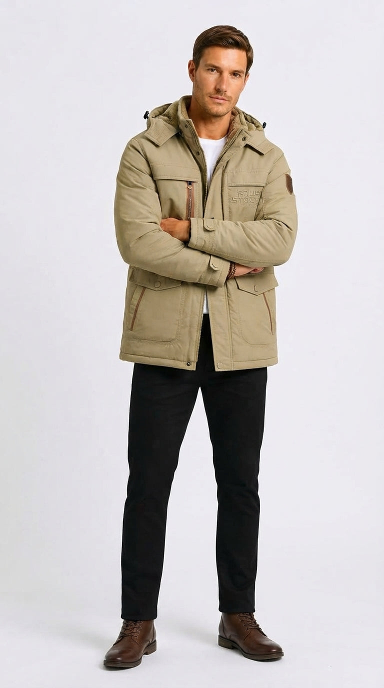Men's Jacket with Versatile Hood and Functional Pockets - 4 - Stylewhipped