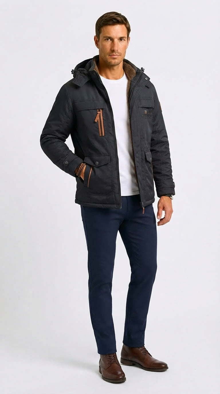 Men's Jacket with Versatile Hood and Functional Pockets - 5 - Stylewhipped
