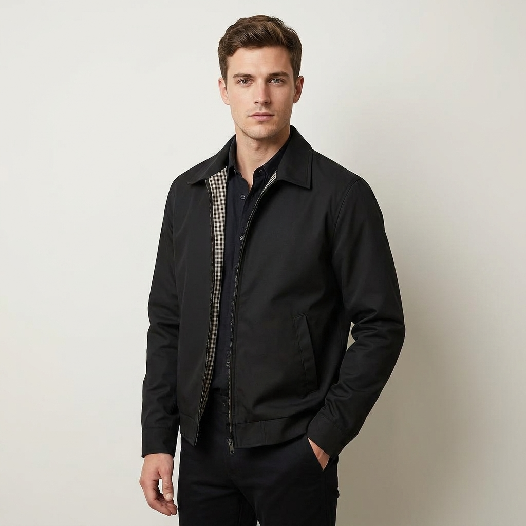 Men's Zip-Up Jacket with Tailored Collar and Relaxed Fit - 3 - Stylewhipped