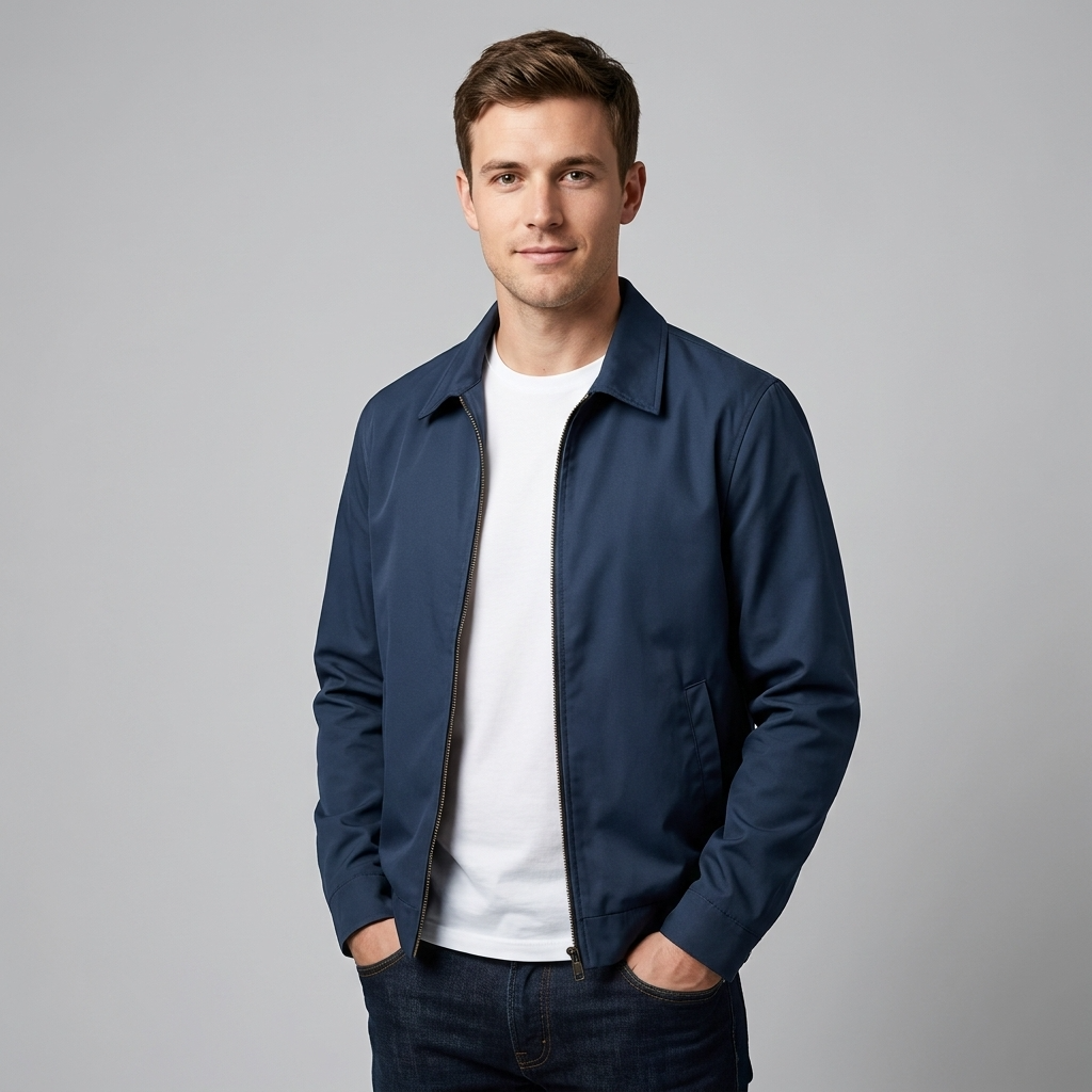 Men's Zip-Up Jacket with Tailored Collar and Relaxed Fit - 4 - Stylewhipped
