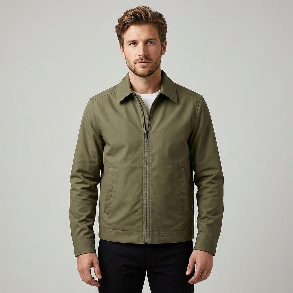 Men's Zip-Up Jacket with Tailored Collar and Relaxed Fit - 5 - Stylewhipped